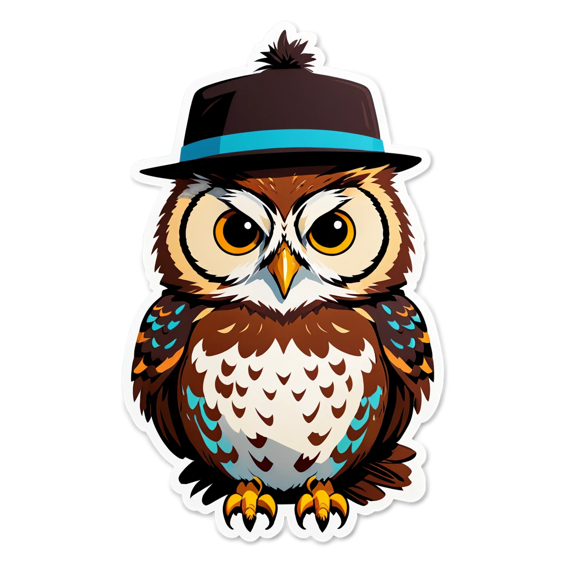 Owl with a hat, owl sticker