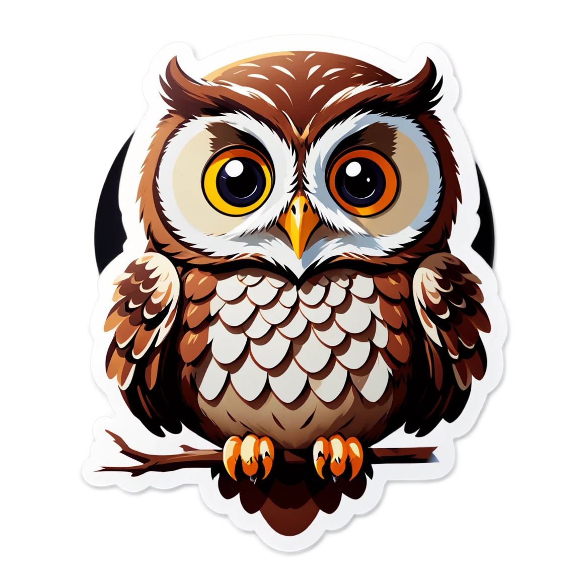 Owl with wide eyes, owl sticker