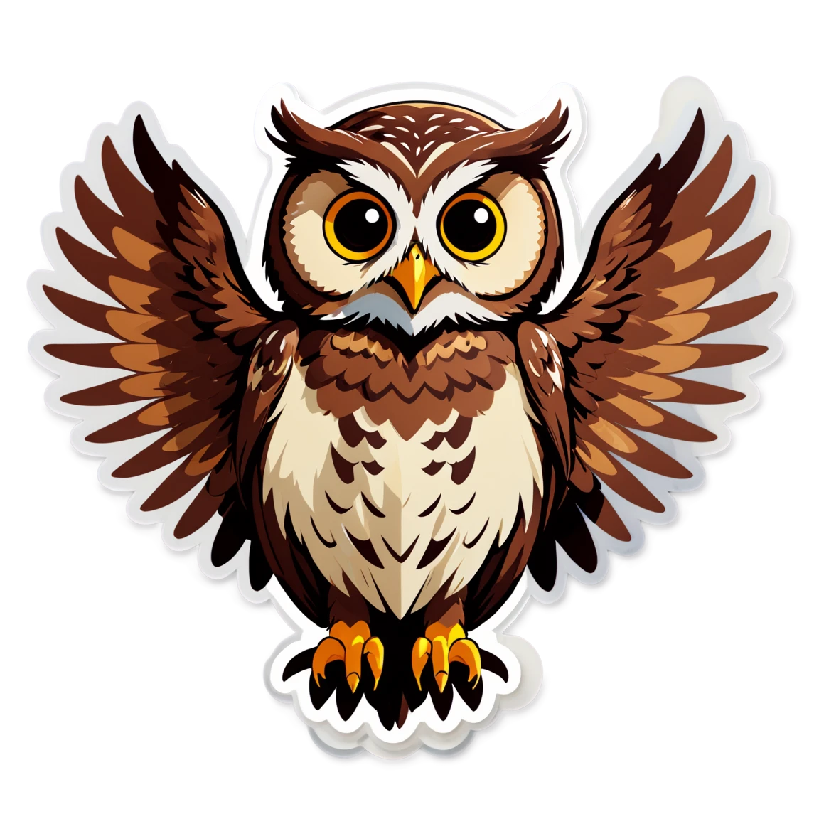 Owl spread wings, owl sticker