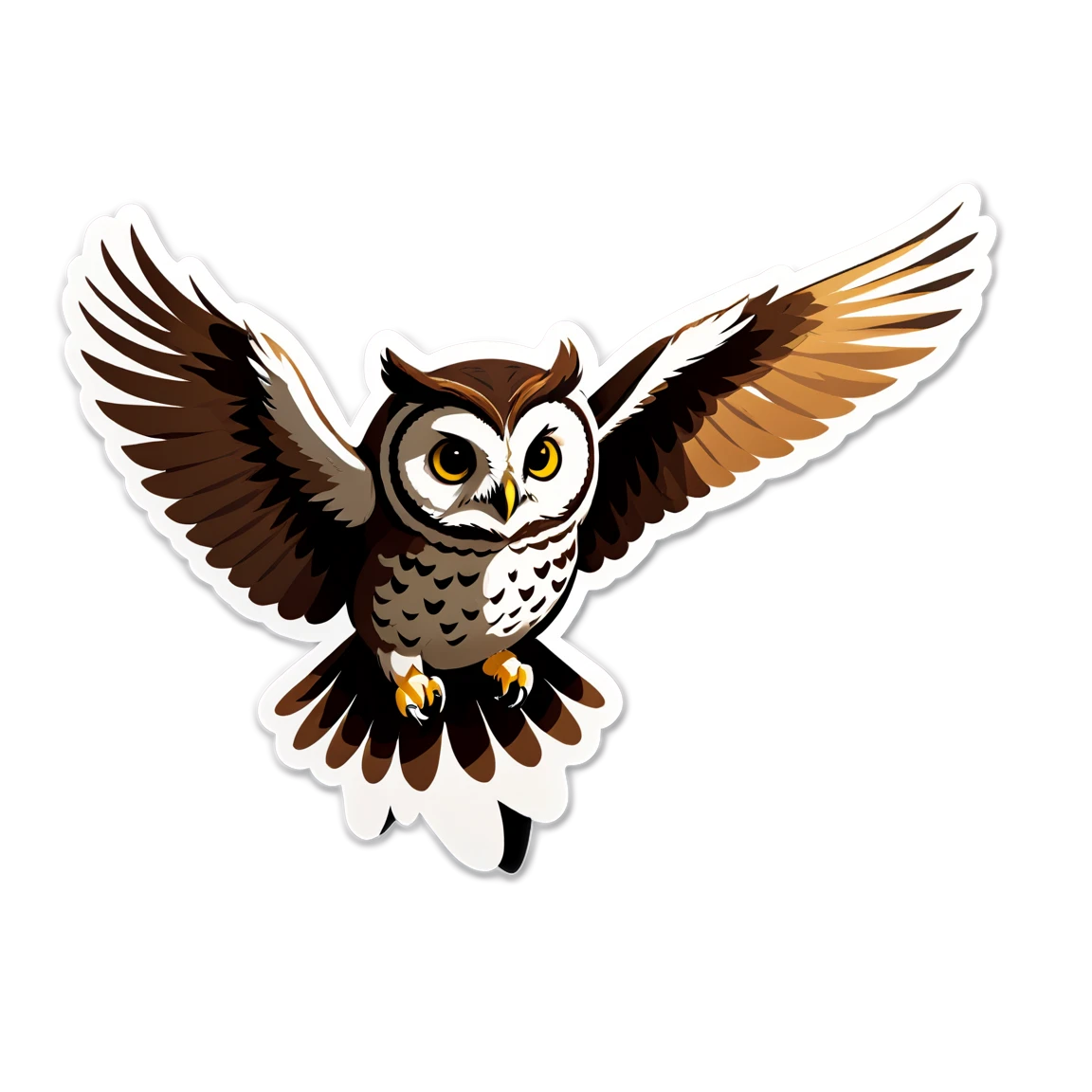 Owl in flight, owl sticker