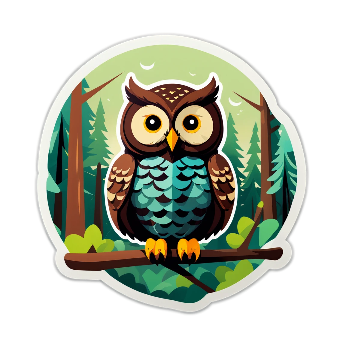 Owl in forest, owl sticker