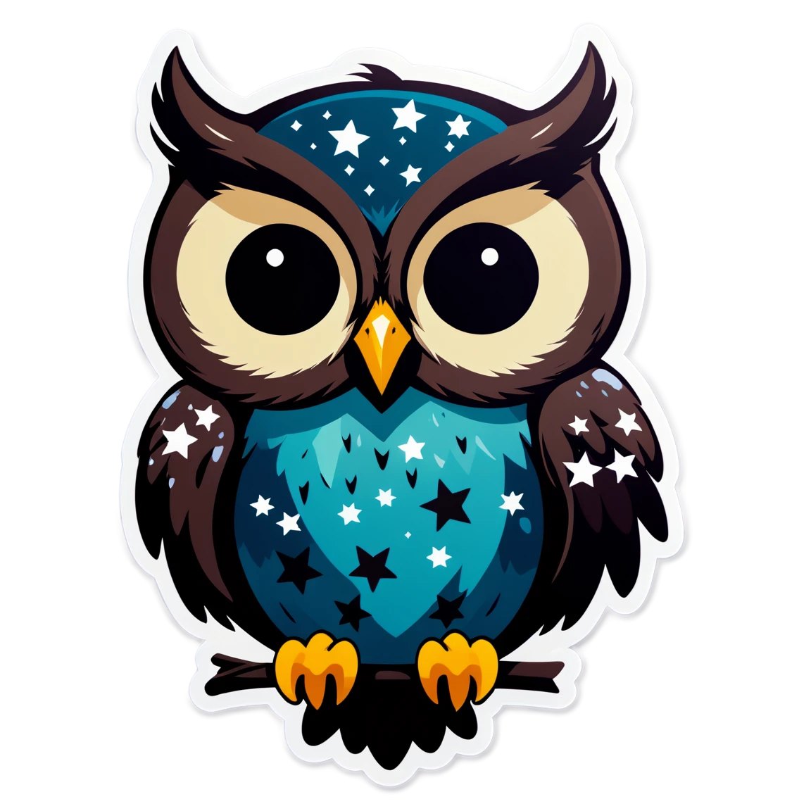 Owl with stars, owl sticker