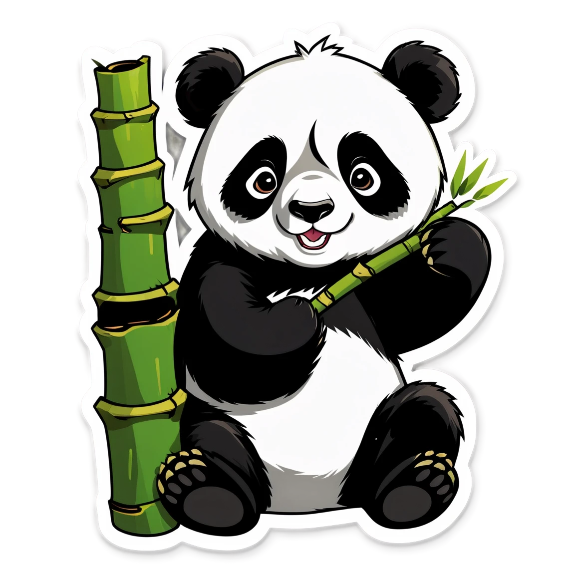 Panda holds bamboo, panda sticker