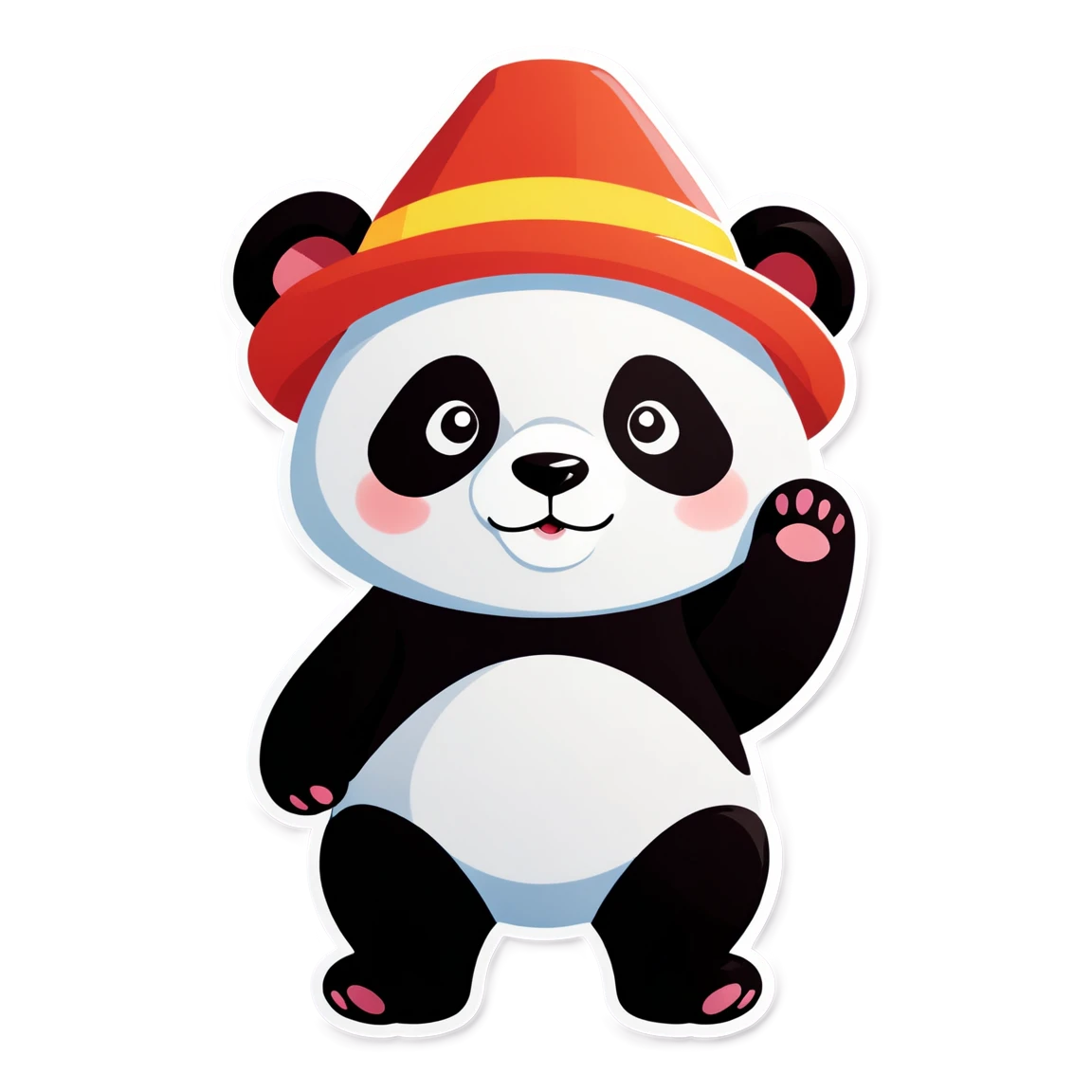 Panda with a hat, panda sticker