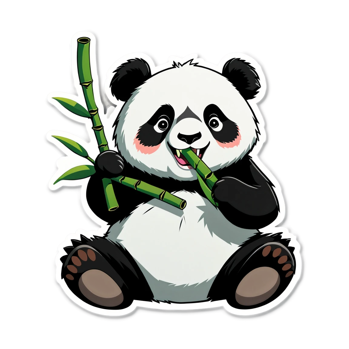 Panda eating bamboo, panda sticker