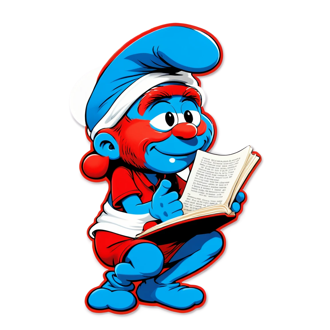 Papa Smurf reading, Papa Smurf sticker