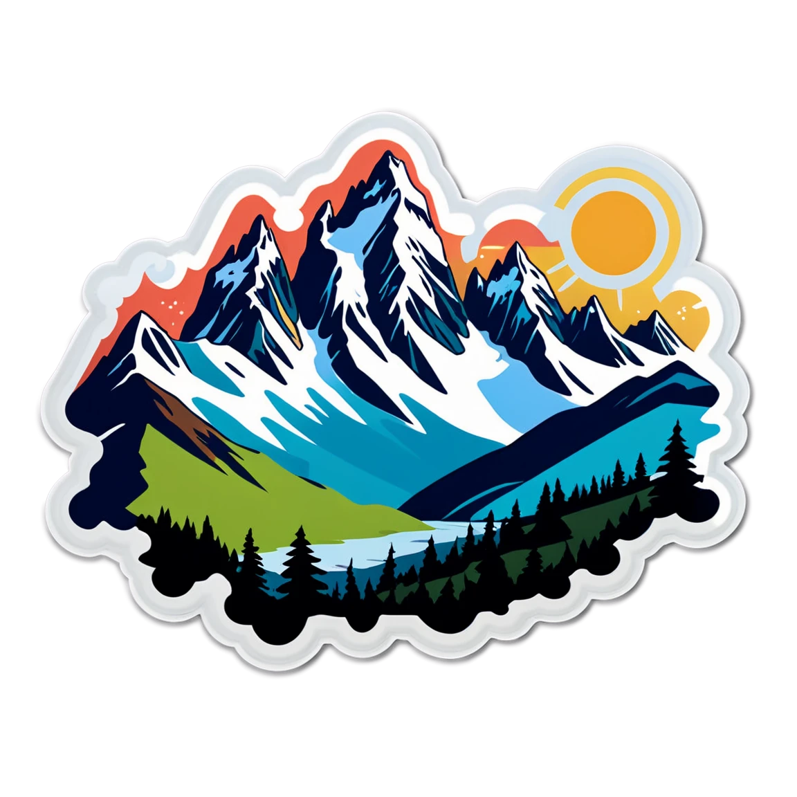 Patagonia with snow-capped mountains, adventure sticker, Patagonia sticker