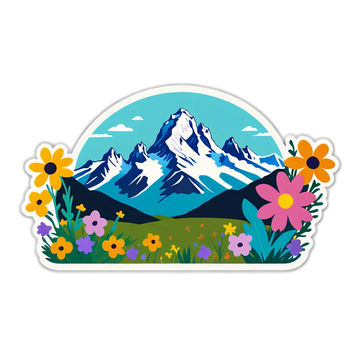 Patagonia with wildflowers, adventure sticker, Patagonia sticker