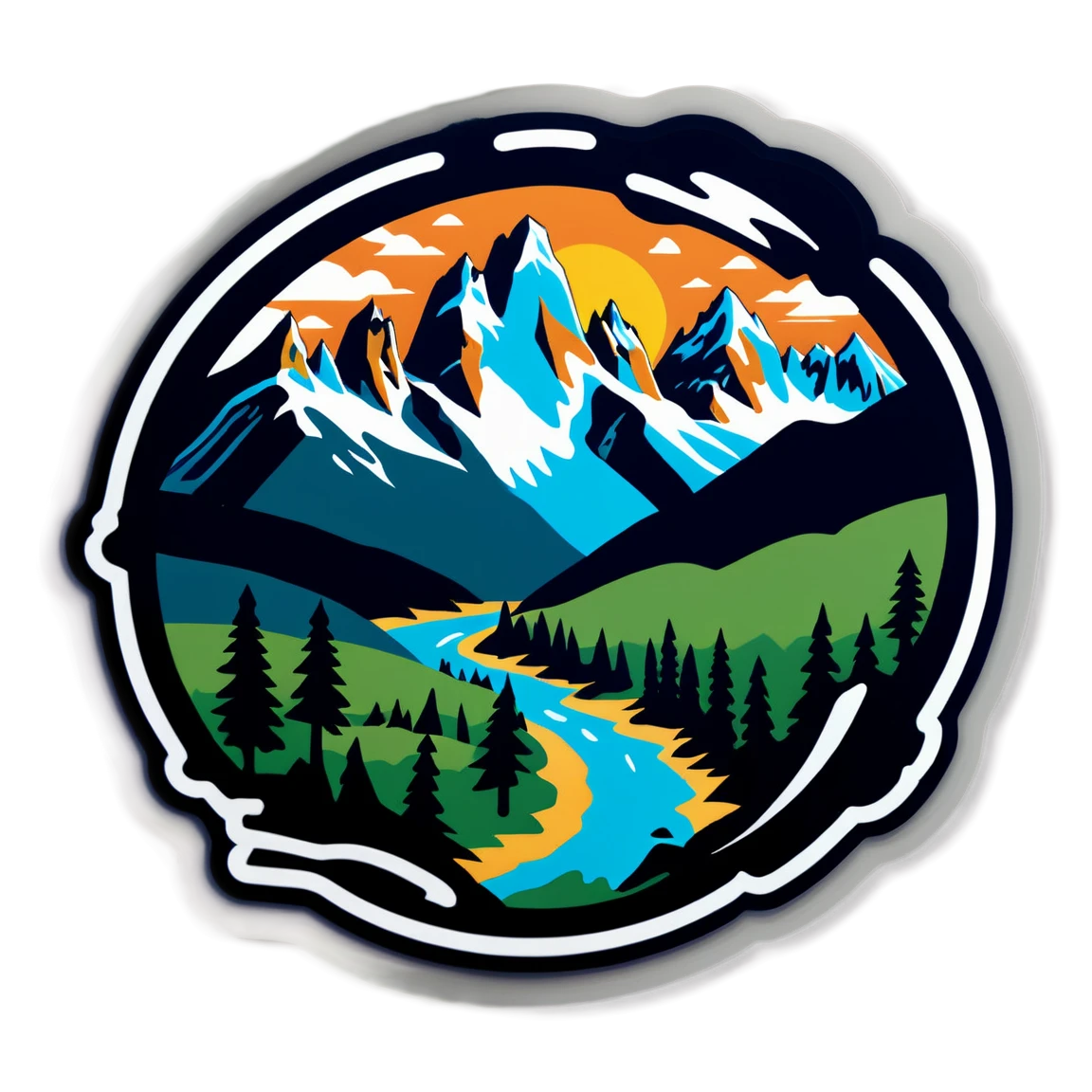 Patagonia with hiking trails, adventure sticker, Patagonia sticker