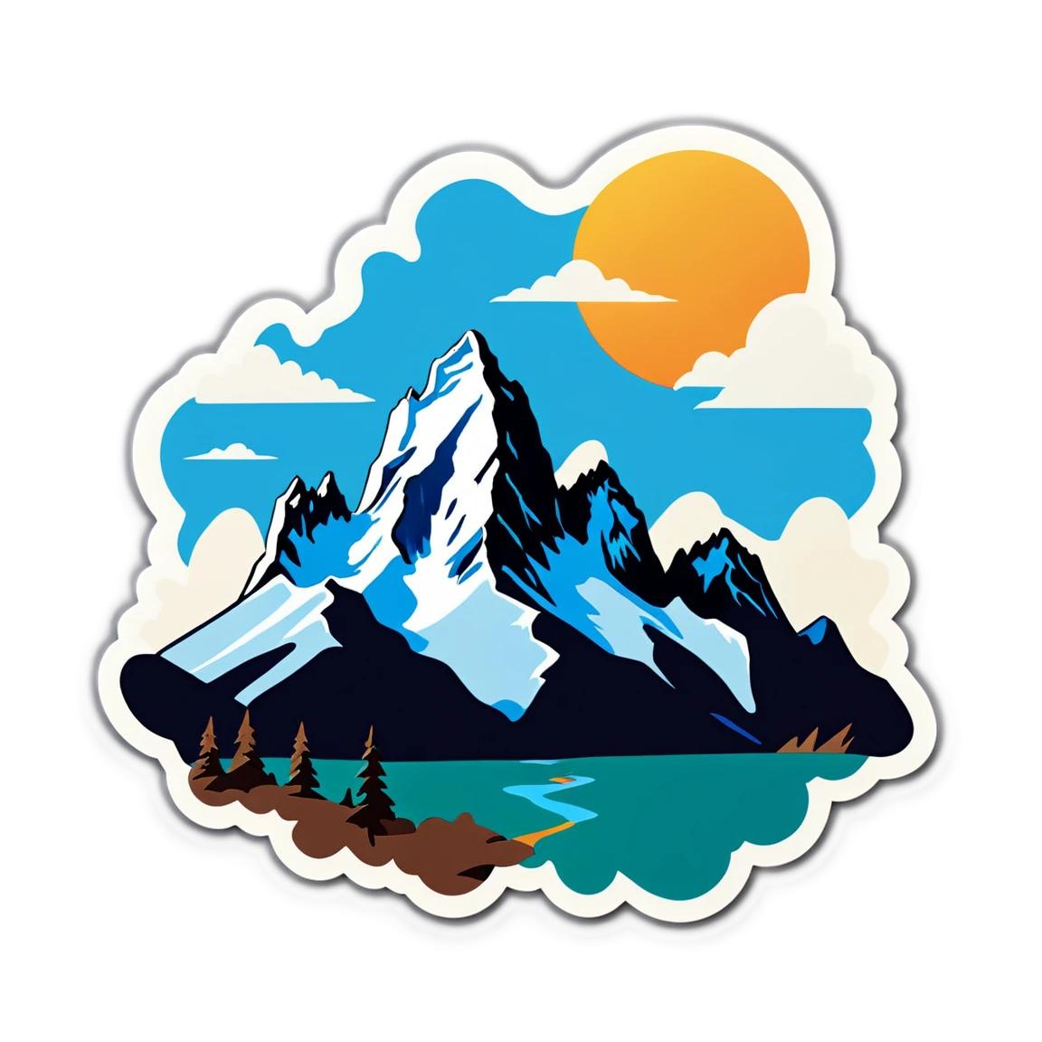 Patagonia with blue skies, adventure sticker, Patagonia sticker