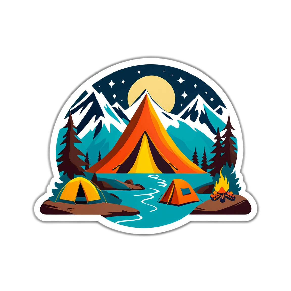 Patagonia with camping, adventure sticker, Patagonia sticker