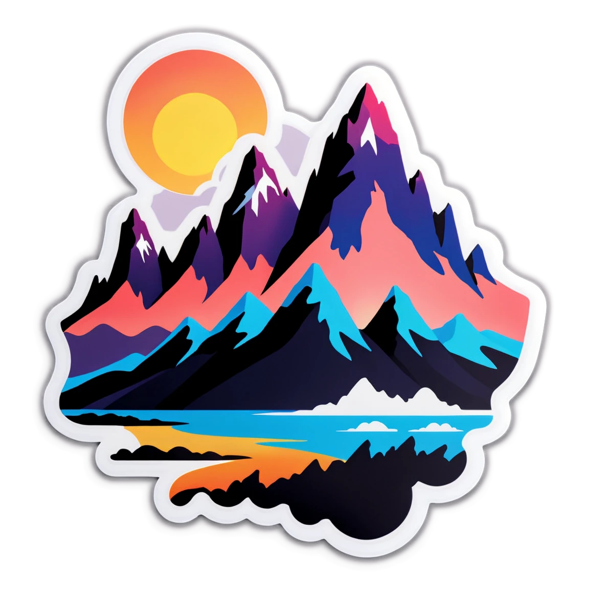 Patagonia with sunrise, adventure sticker, Patagonia sticker