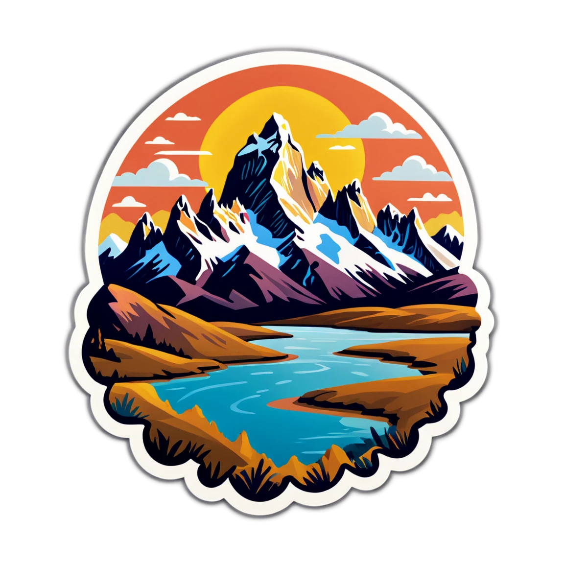 Patagonia with serene landscapes, adventure sticker, Patagonia sticker