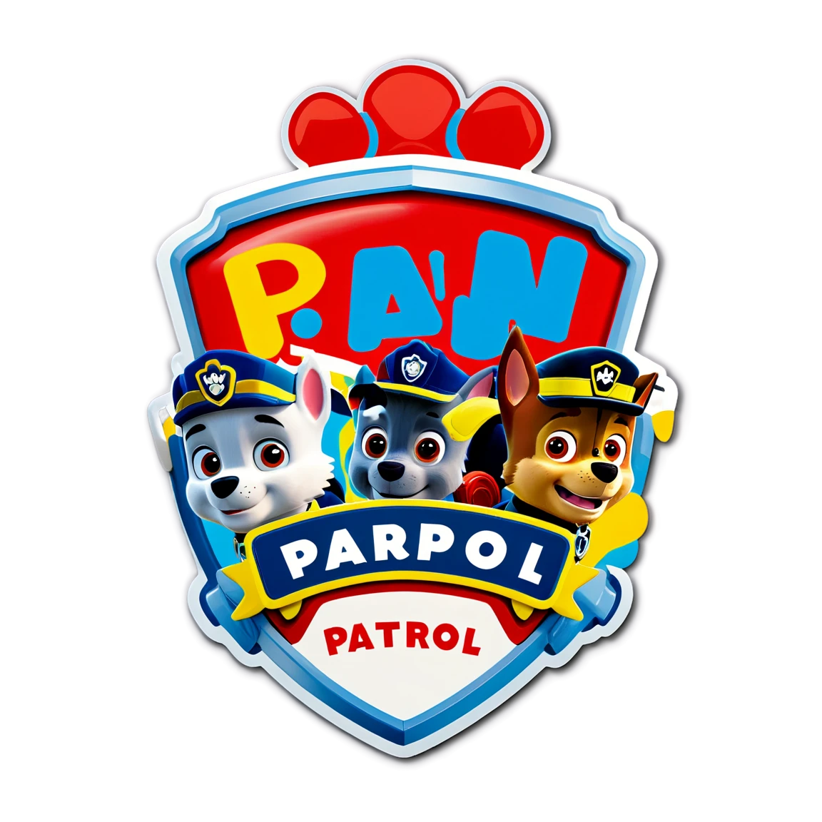 Paw Patrol sticker with badges