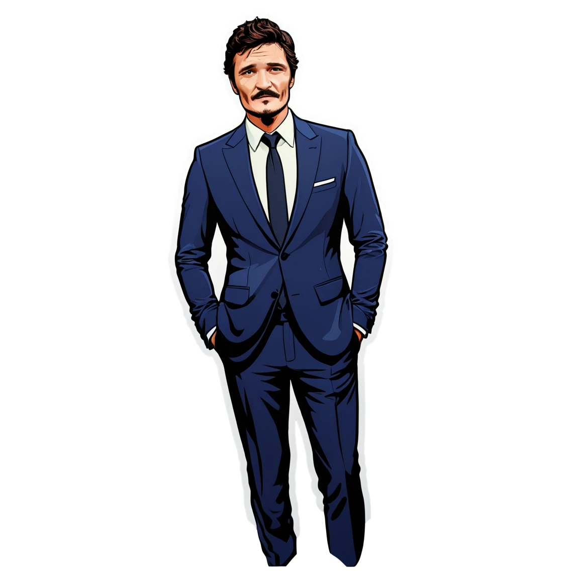 Pedro Pascal wearing a suit, sticker