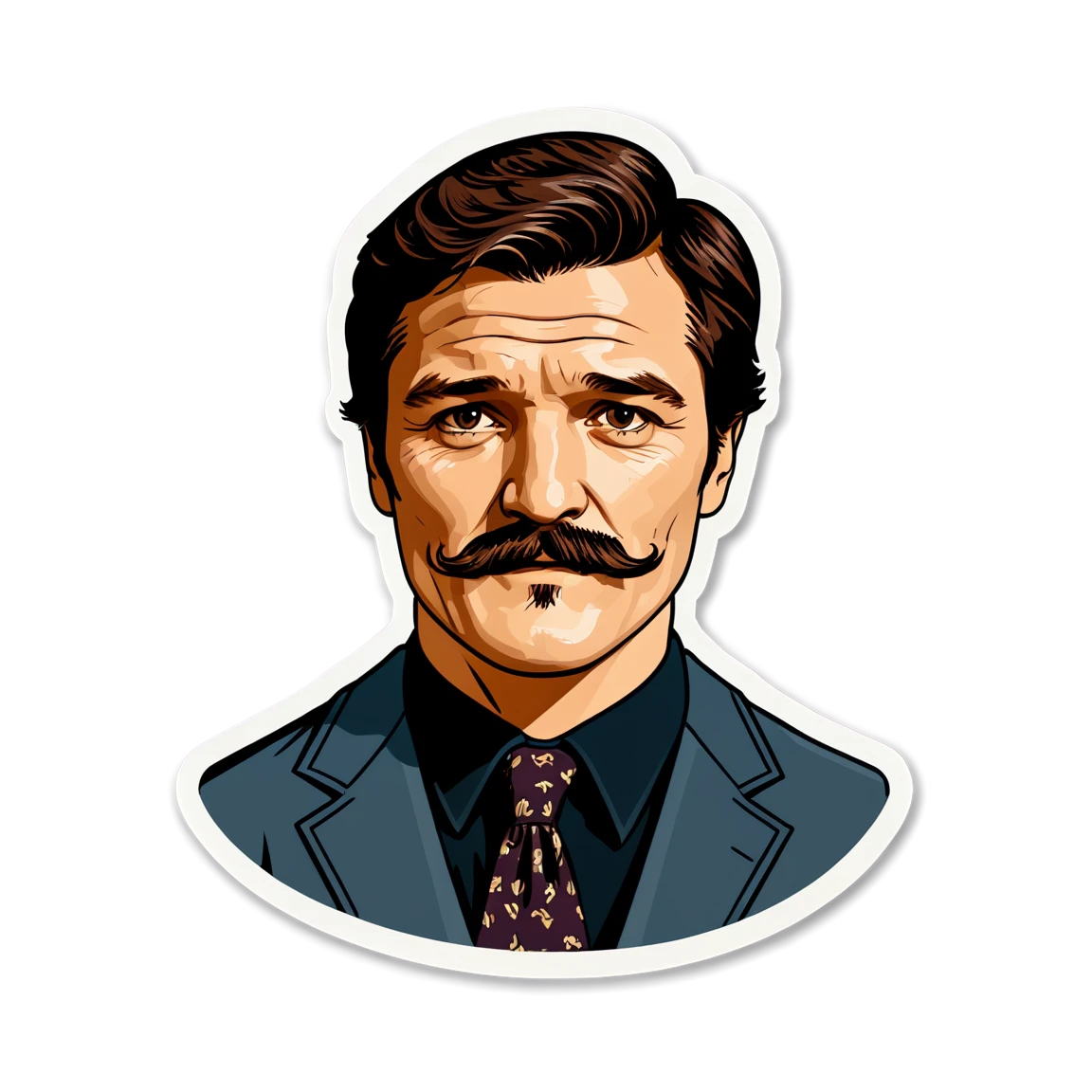 Pedro Pascal with mustache, sticker