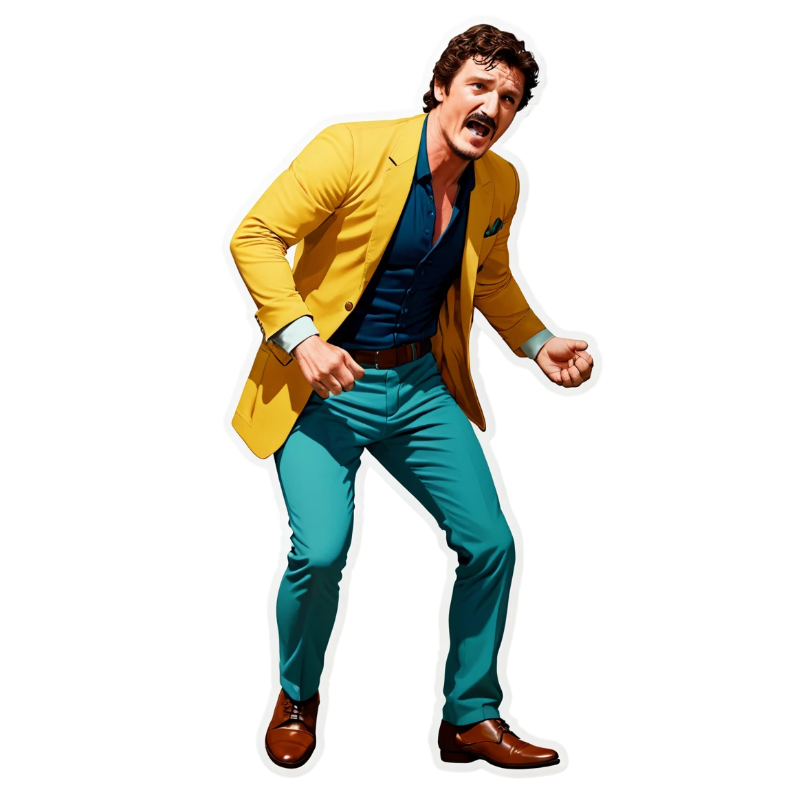 Pedro Pascal in action pose, sticker