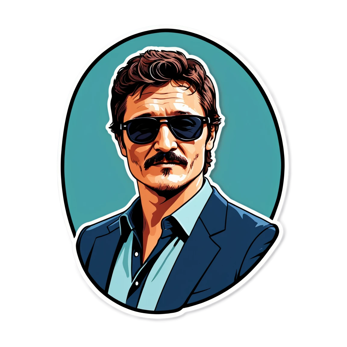 Pedro Pascal with sunglasses, sticker