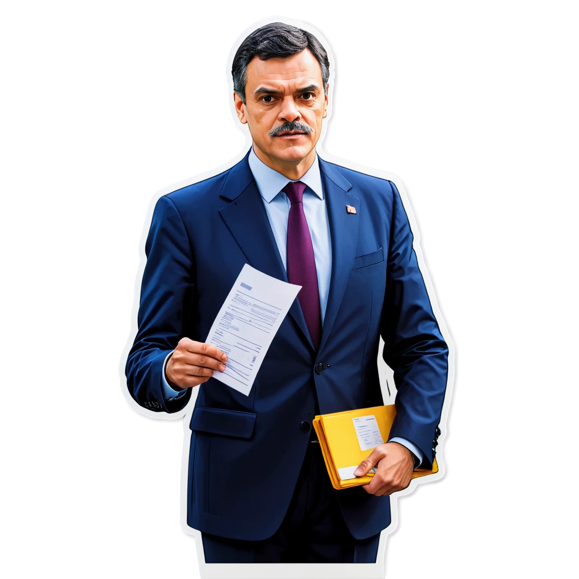 Pedro Sanchez holding documents, politician sticker, Pedro Sanchez sticker