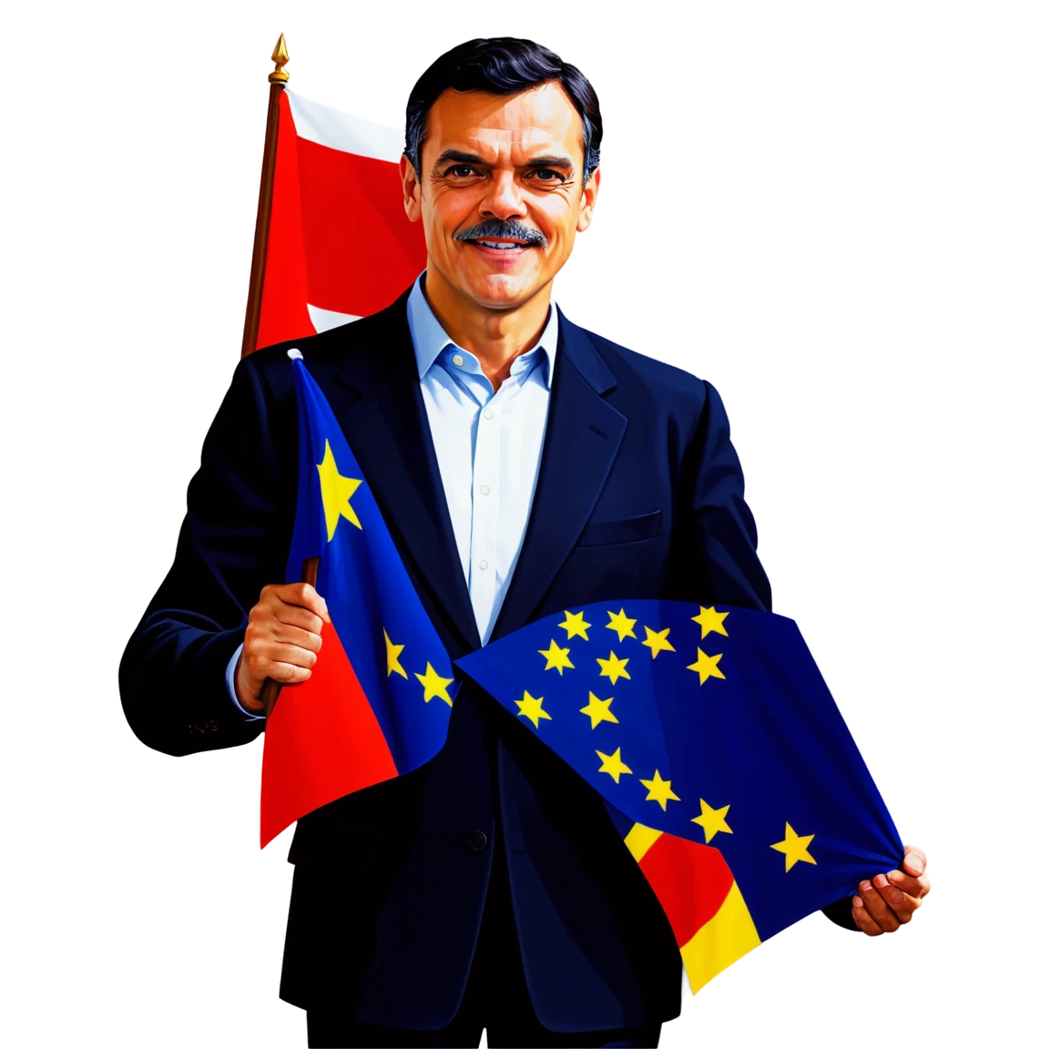 Pedro Sanchez holding a flag, politician sticker, Pedro Sanchez sticker