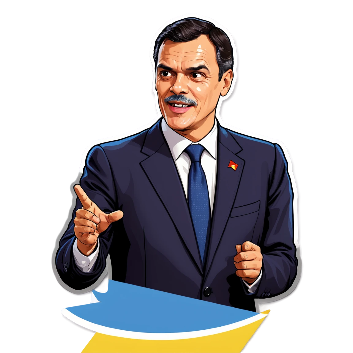 Pedro Sanchez giving interview, politician sticker, Pedro Sanchez sticker