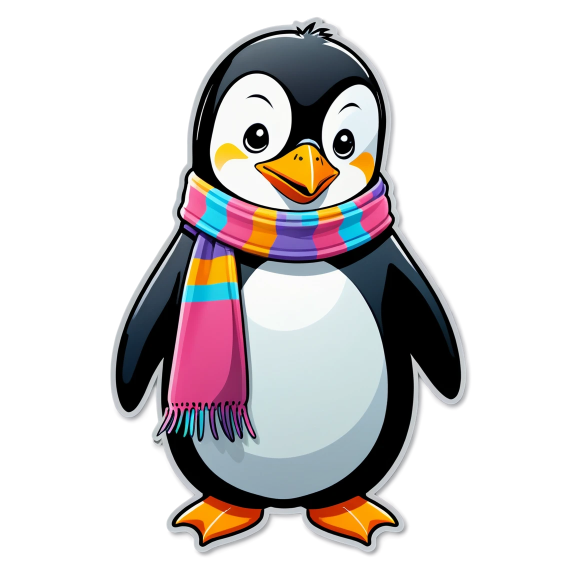 Penguin with scarf, animal sticker, Penguin sticker