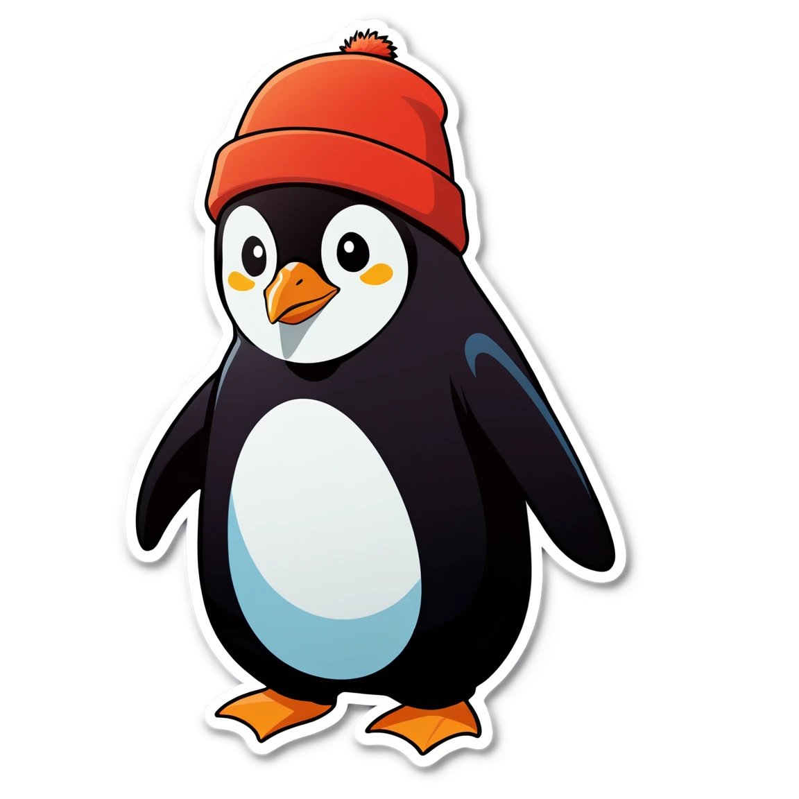 Penguin wearing hat, animal sticker, Penguin sticker