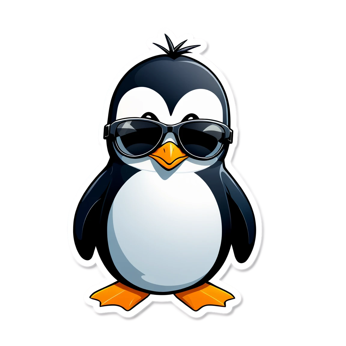 Penguin with sunglasses, animal sticker, Penguin sticker