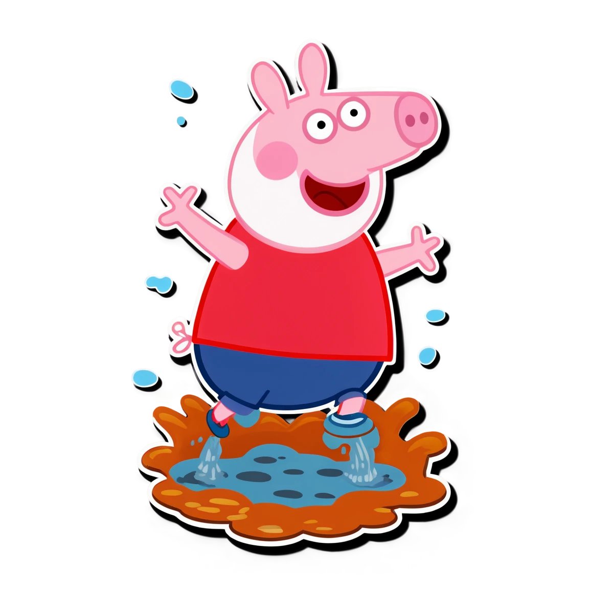 Peppa Pig jumping in muddy puddles, Peppa Pig sticker