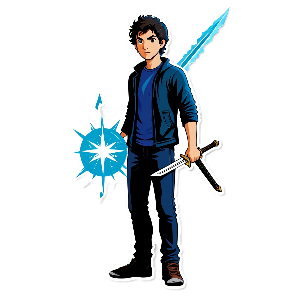 Percy Jackson with a sword, hero sticker, Percy Jackson sticker