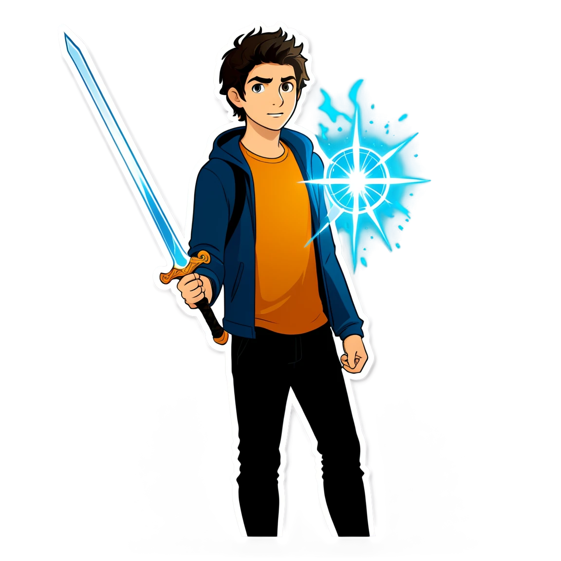 Percy Jackson with glowing sword, hero sticker, Percy Jackson sticker