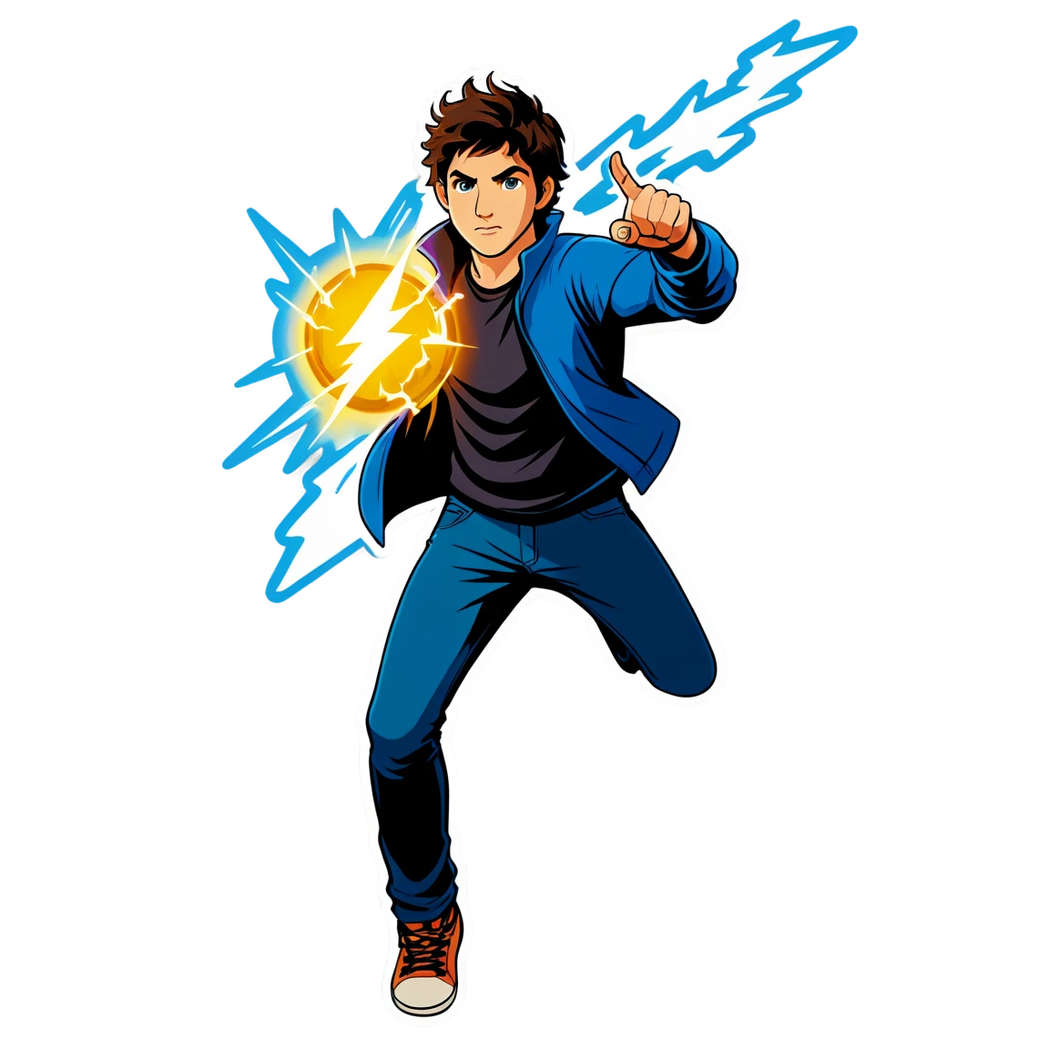 Percy Jackson with lightning, hero sticker, Percy Jackson sticker