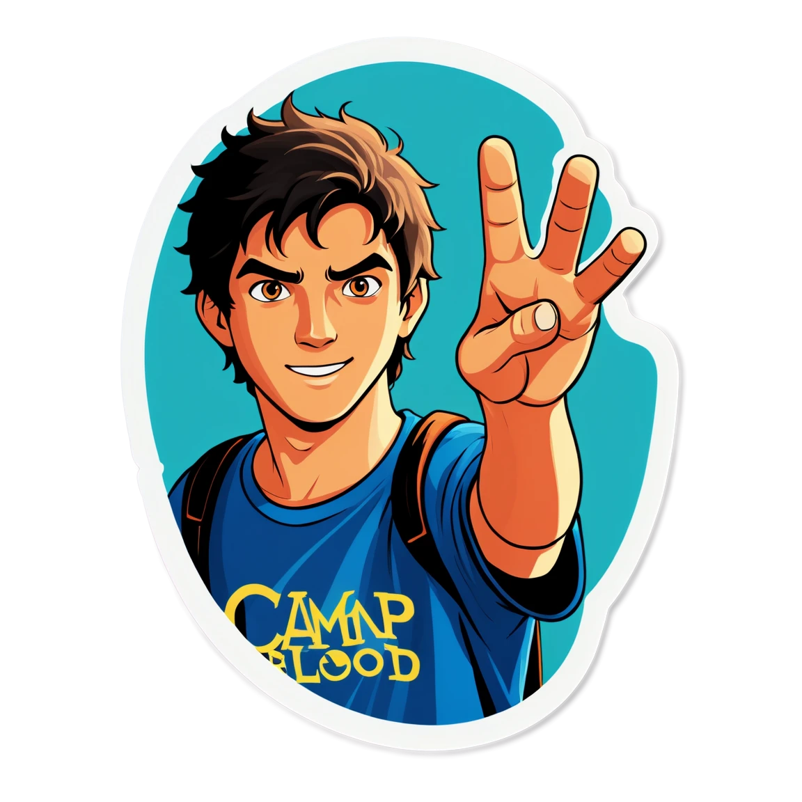 Percy Jackson in Camp Half-Blood t-shirt, hero sticker, Percy Jackson sticker