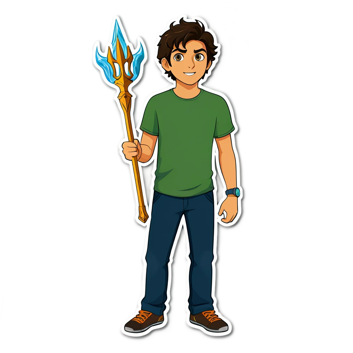 Percy Jackson with trident, hero sticker, Percy Jackson sticker