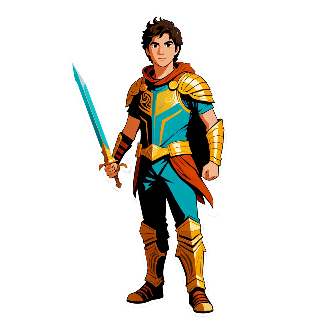 Percy Jackson wearing armor, hero sticker, Percy Jackson sticker