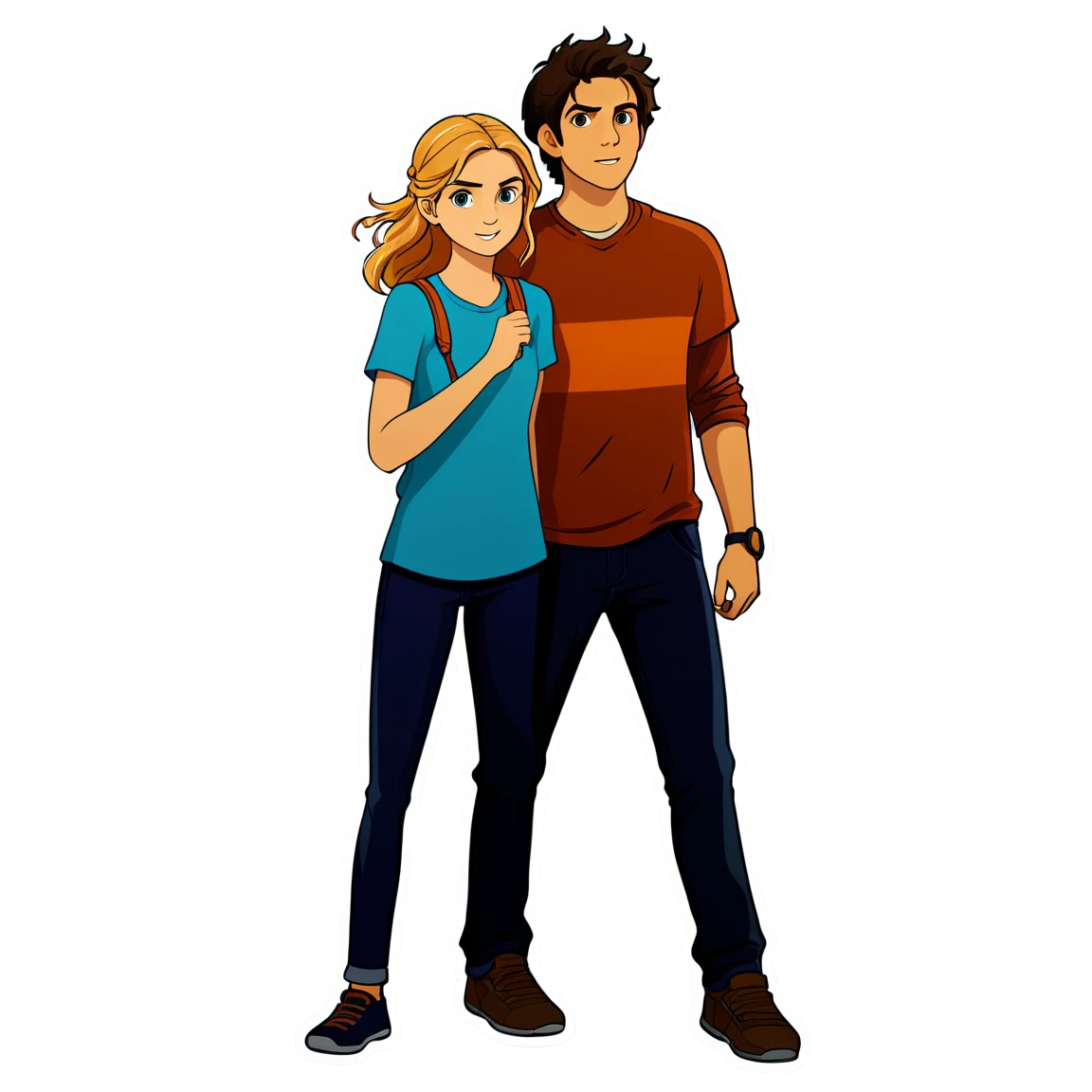 Percy Jackson with Annabeth, hero sticker, Percy Jackson sticker