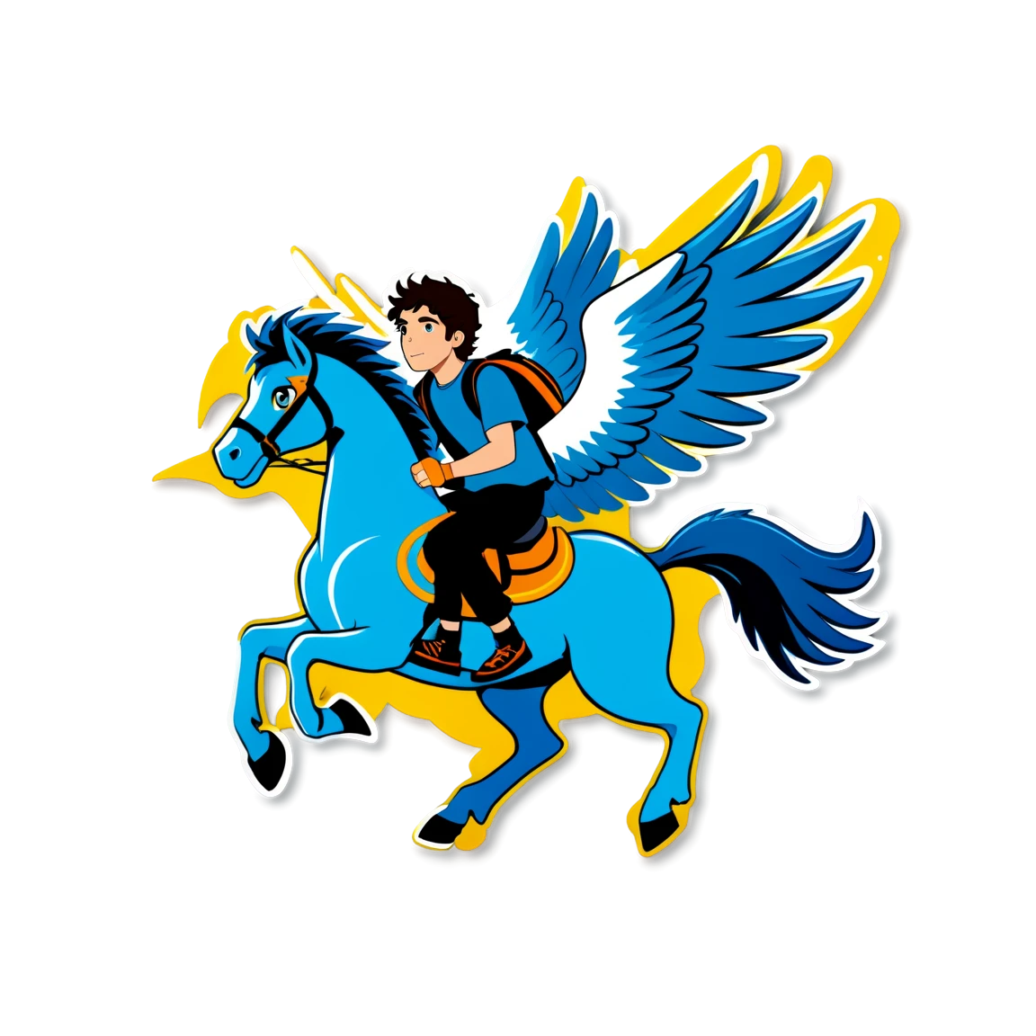 Percy Jackson riding Pegasus, hero sticker, Percy Jackson sticker