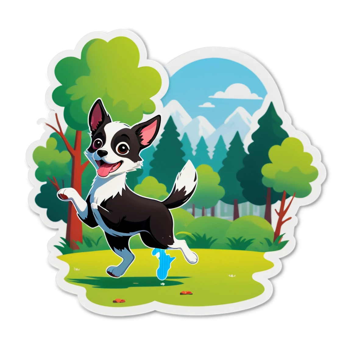 Pet running in the park, pet sticker