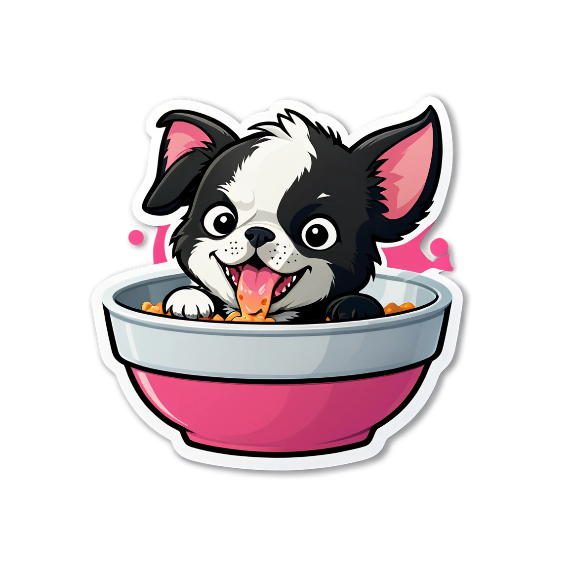 Pet eating from a bowl, pet sticker