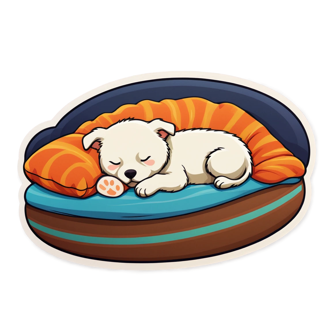 Pet sleeping on a bed, pet sticker