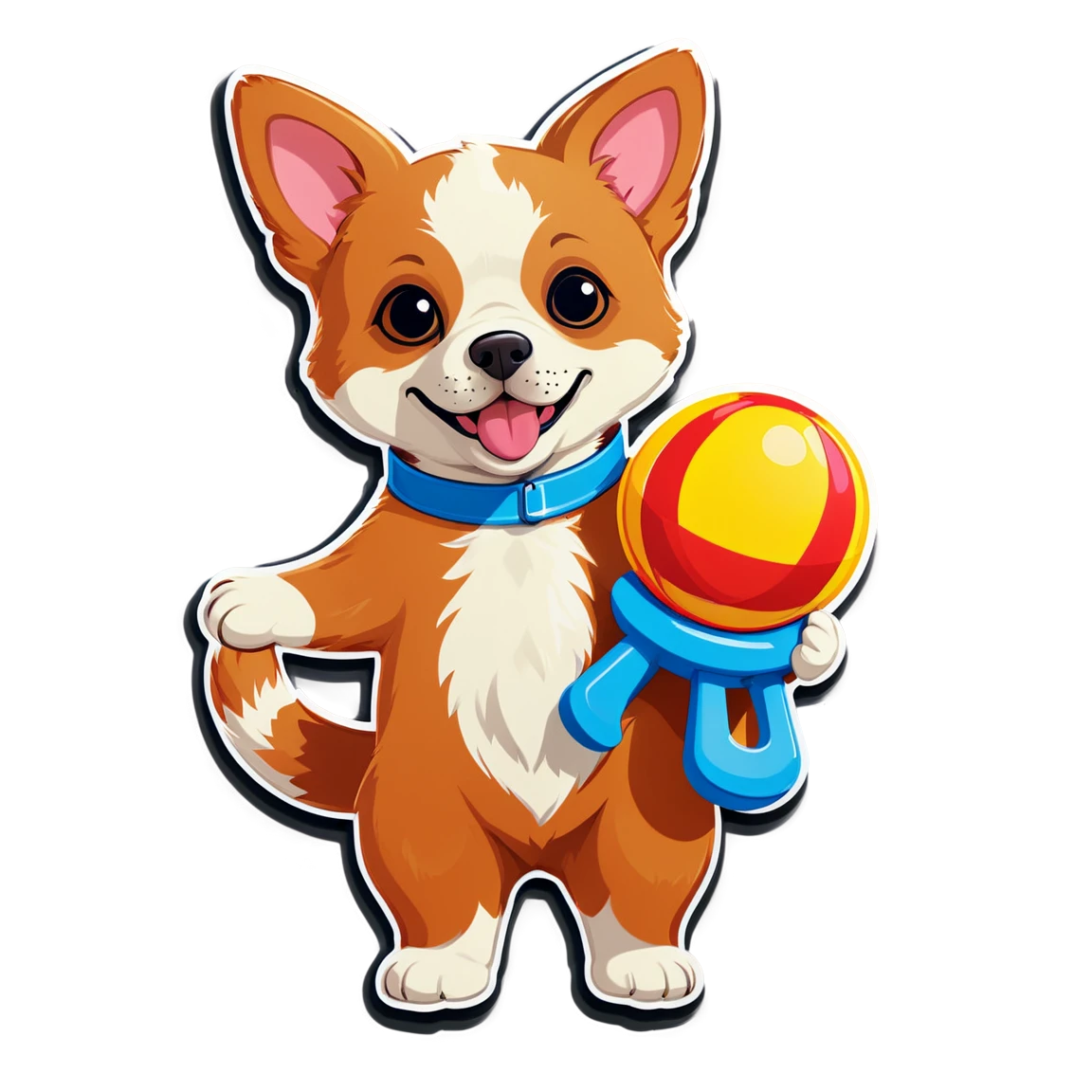 Pet holding a toy, pet sticker