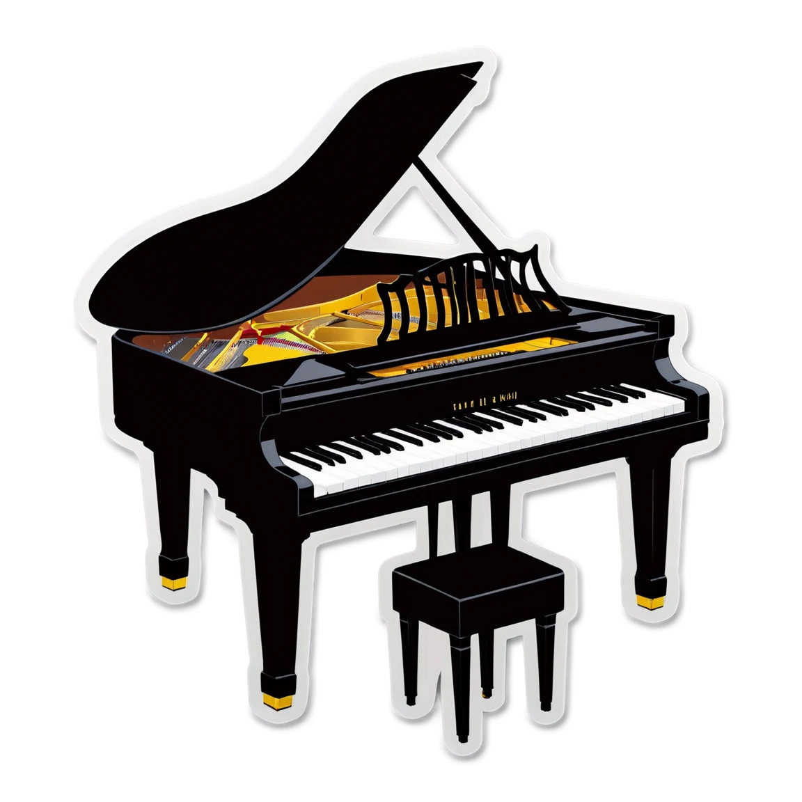 Piano playing a grand piano, piano sticker