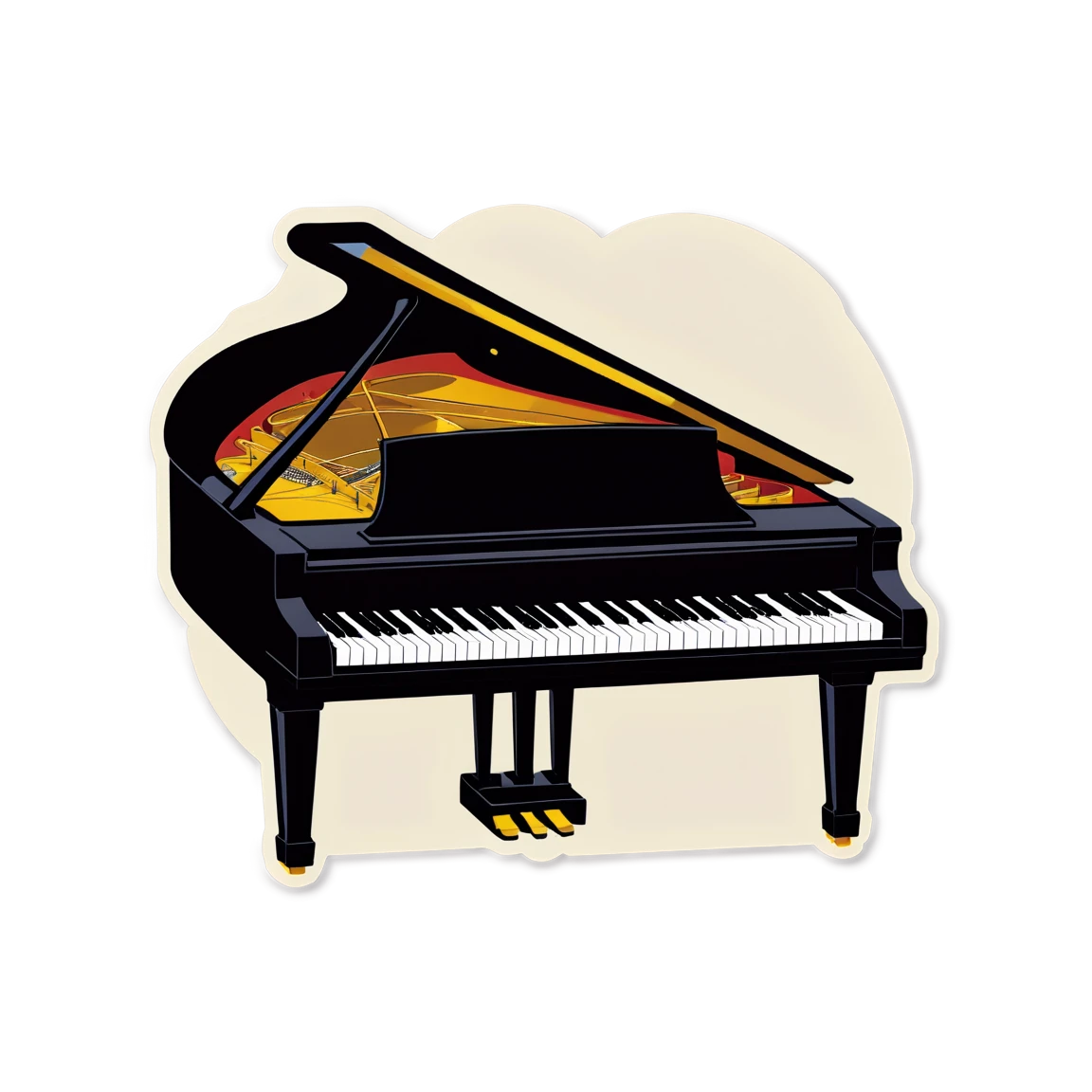 Piano with a piano bench, piano sticker