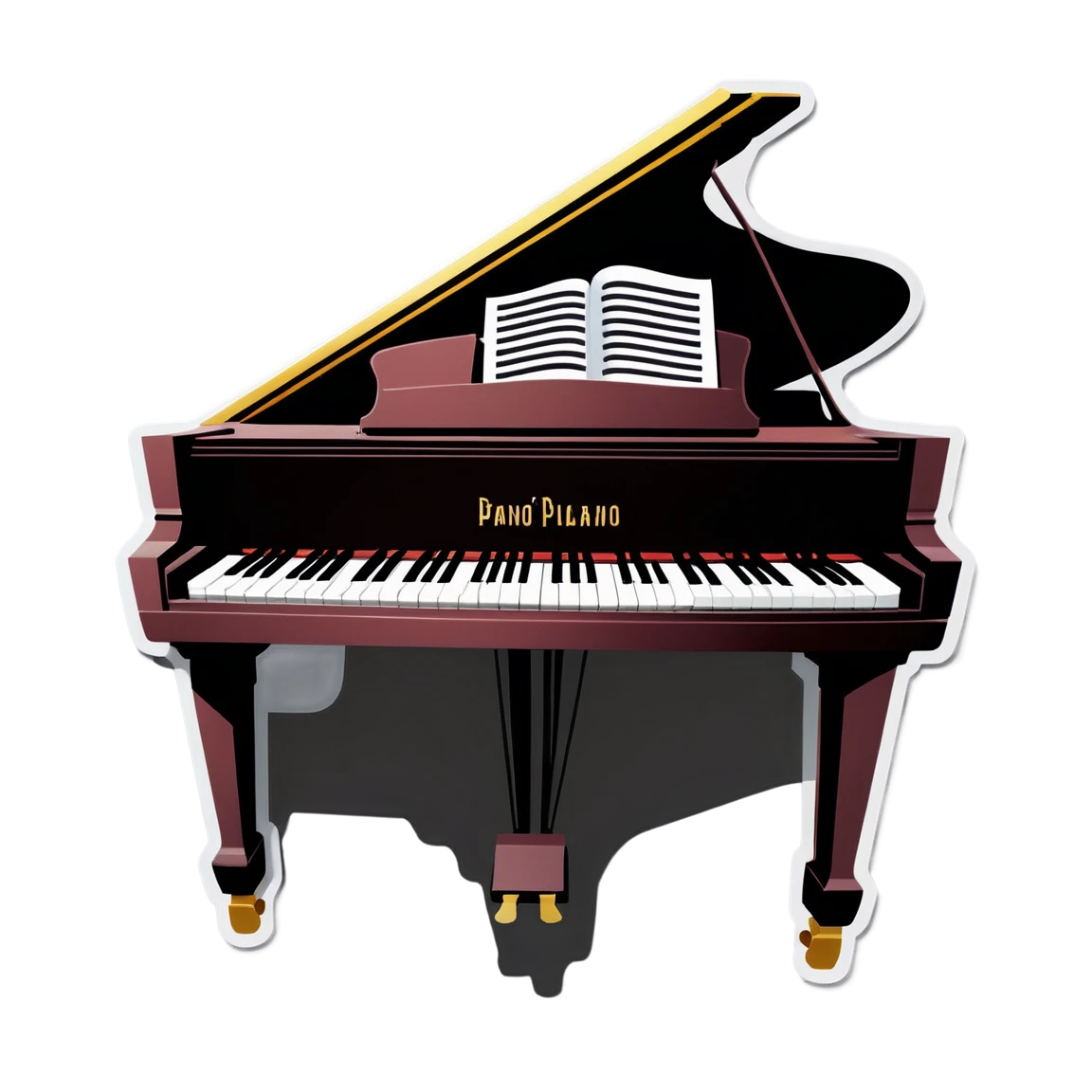 Piano playing an upright piano, piano sticker