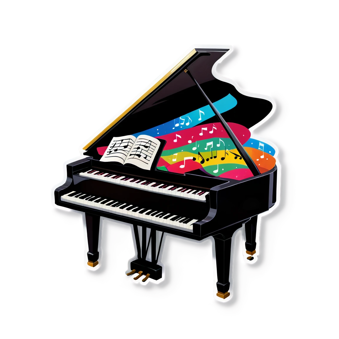 Piano with music notes, piano sticker