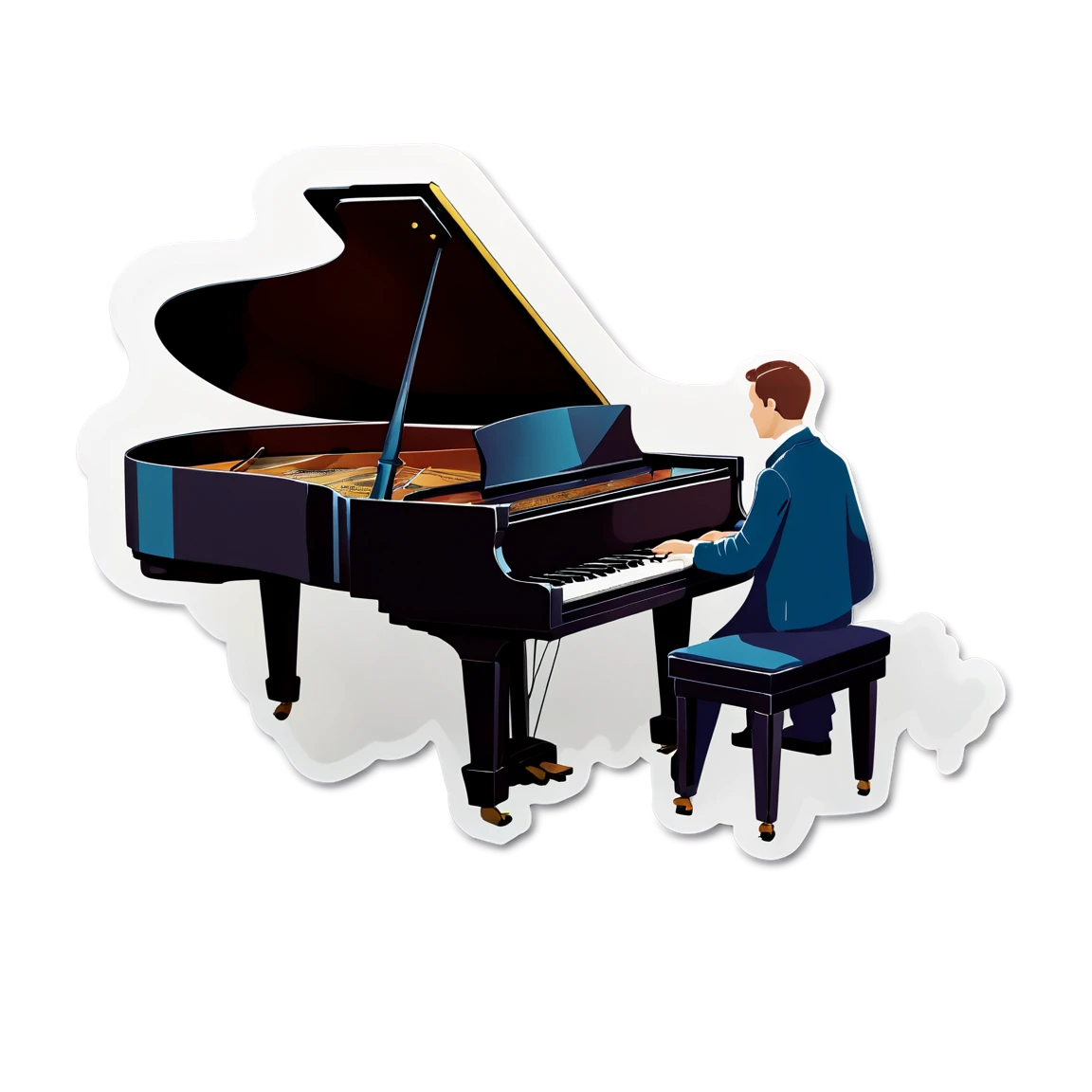 Piano playing a duet, piano sticker