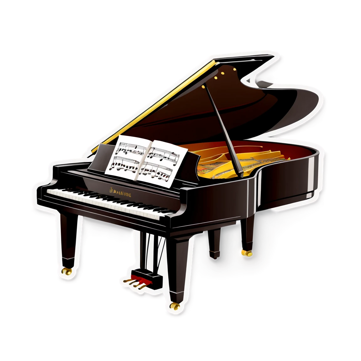 Piano with sheet music, piano sticker