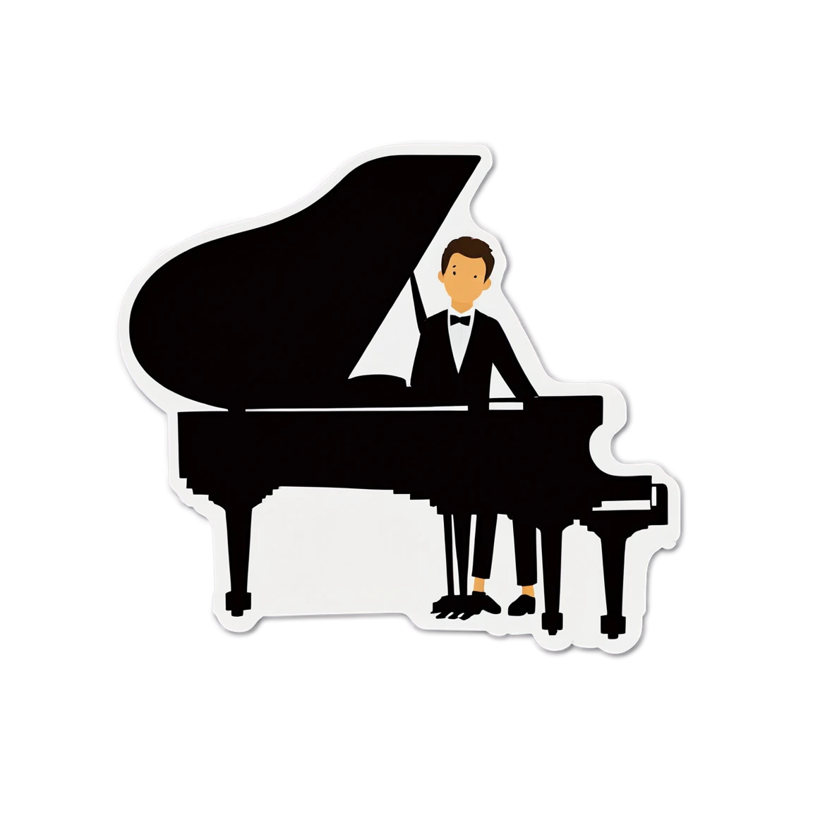 Piano with a pianist, piano sticker