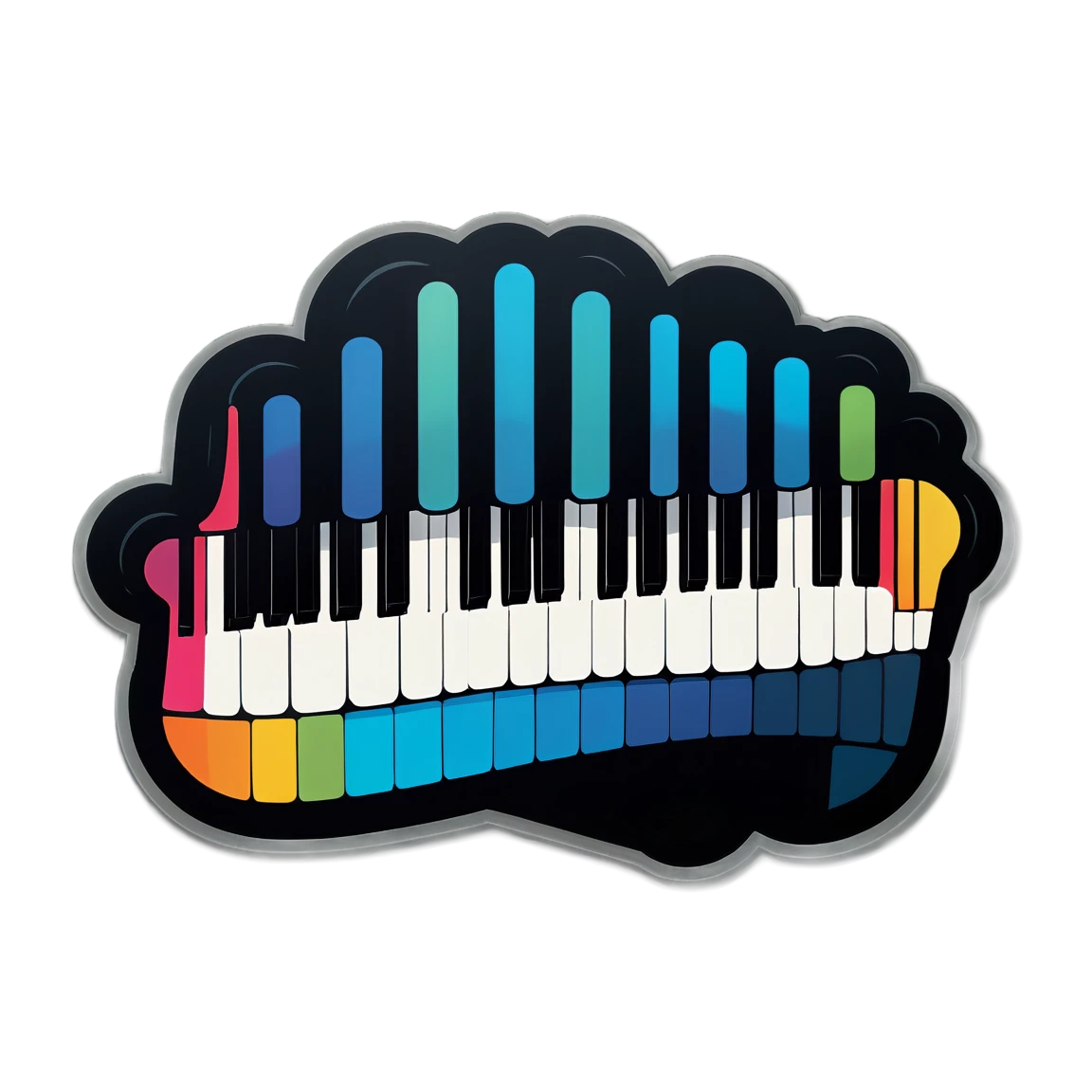 Piano key stickers in a recording studio