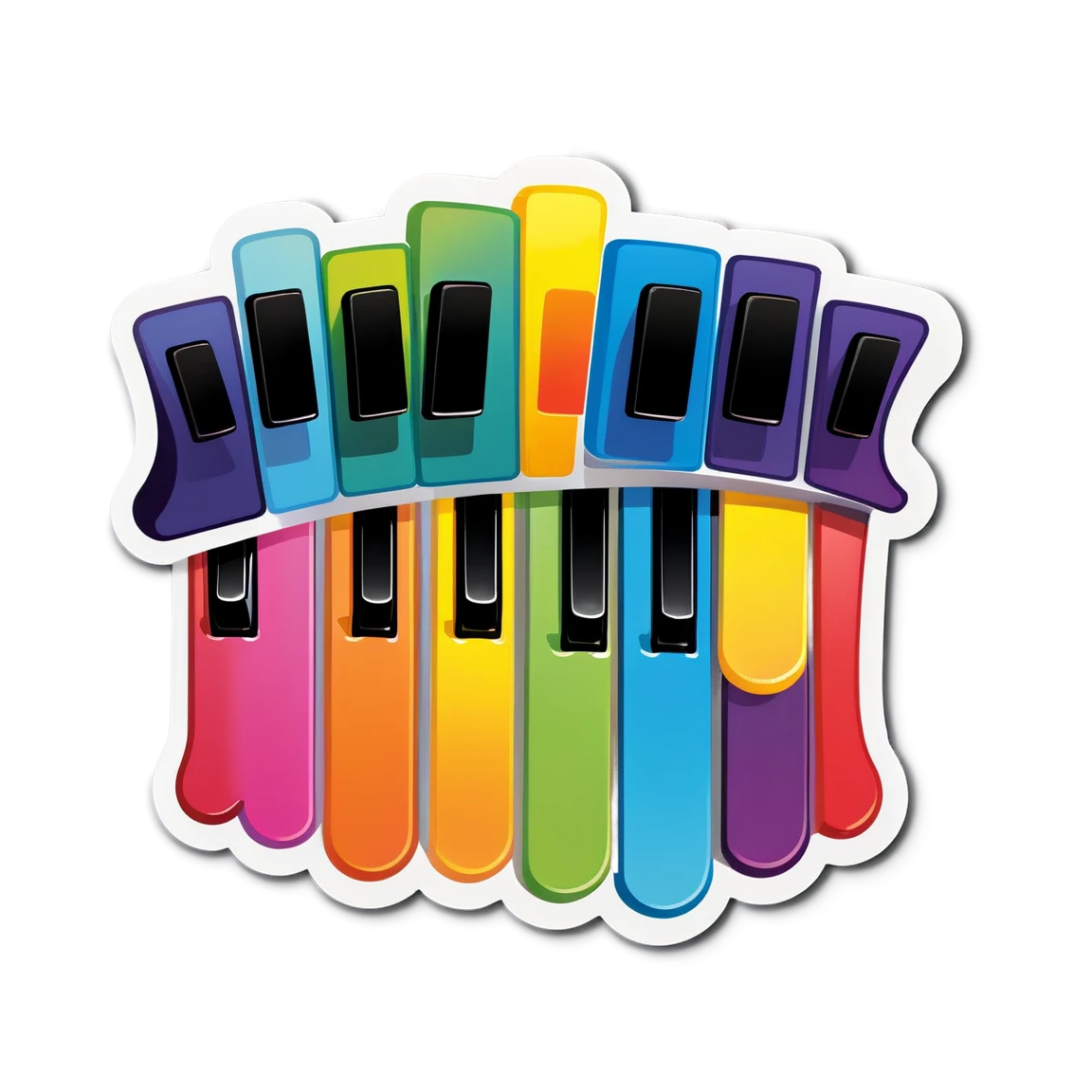 Piano key stickers with colorful keys